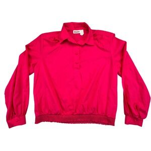 Vintage Judy Bond Shirt Women's Size 16 Pink Button Up Blouse Long Sleeve